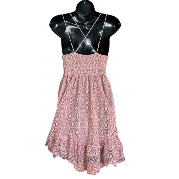 Free People FP One Dusty Pink Adella Burnout Slip Dress Lace Strappy Size S - Picture 9 of 17